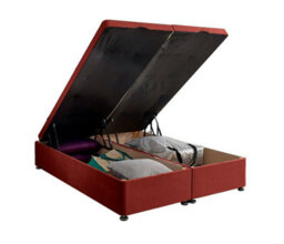 Adore Designs Plush Velvet Ottoman Storage Bed Base - End-Lift - 3Ft Single - Burgundy - thumbnail 2