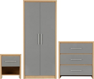 Seconique Seville Bedroom Set In Oak And Grey Sheen Finish - image 1