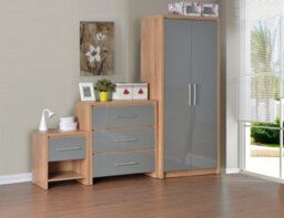 Seconique Seville Bedroom Set In Oak And Grey Sheen Finish - thumbnail 3