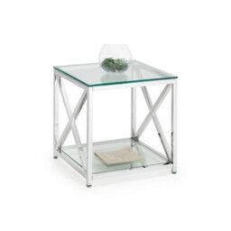 Julian Bowen Miami Glass Top Side Table - Glass And Silver - thumbnail 3