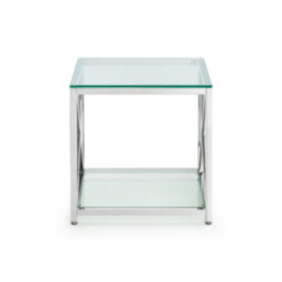 Julian Bowen Miami Glass Top Side Table - Glass And Silver - thumbnail 4