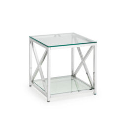 Julian Bowen Miami Glass Top Side Table - Glass And Silver - thumbnail 2