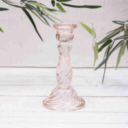 Annibells 2  Vintage Pink Twisted Glass Candlesticks (13327) - thumbnail 3