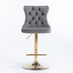 HomeTouch Set Of 2 Velvet Swivel Bar Stools With Golden Base Adjustable Hight Counter Barstools - thumbnail 9