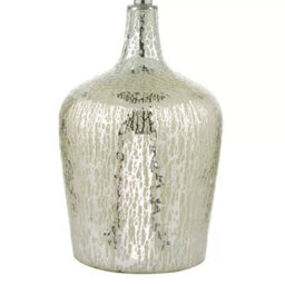 Xample Lolek Silver Glass Dual Light Table Lamp Mercury Finish Ivory Faux Silk Shade Textured Base Can Be Lit From Within B22 Bulb - thumbnail 4