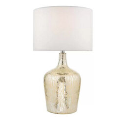 Xample Lolek Silver Glass Dual Light Table Lamp Mercury Finish Ivory Faux Silk Shade Textured Base Can Be Lit From Within B22 Bulb - thumbnail 3