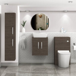 Royal Bathrooms Turin 500mm Wall Hung Vanity Unit 2 Door Grey Elm & Countertop Basin - Cube - thumbnail 2