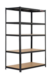 Rhino Racking 180 X 120 X 60Cm - Black - 5 Tier Boltless Heavy Duty Garage Shelving Unit - 1000Kg Load Weight
