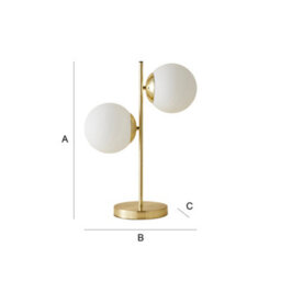 Valuelights Jas 2 Light Gold Metal Stem Bedside Table Lamp With White Frosted Glass Shades - thumbnail 7