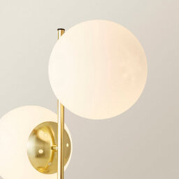 Valuelights Jas 2 Light Gold Metal Stem Bedside Table Lamp With White Frosted Glass Shades - thumbnail 3