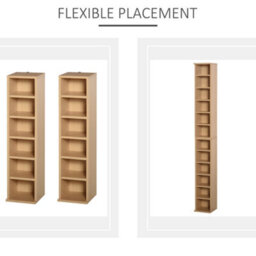 Homcom Set Of 2 Cd Storage Units With Adjustable Shelves Natural Wood Colour - thumbnail 6