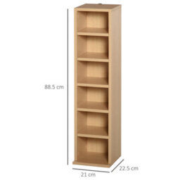 Homcom Set Of 2 Cd Storage Units With Adjustable Shelves Natural Wood Colour - thumbnail 3
