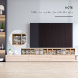 Homcom Set Of 2 Cd Storage Units With Adjustable Shelves Natural Wood Colour - thumbnail 9
