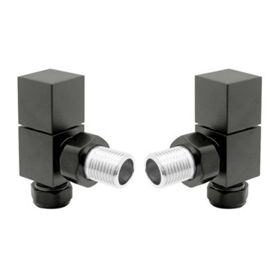 Plum&clay Pair Of Square Grey Angled Radiator Valves - image 1