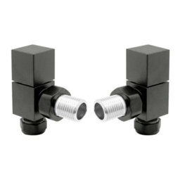 Plum&clay Pair Of Square Grey Angled Radiator Valves