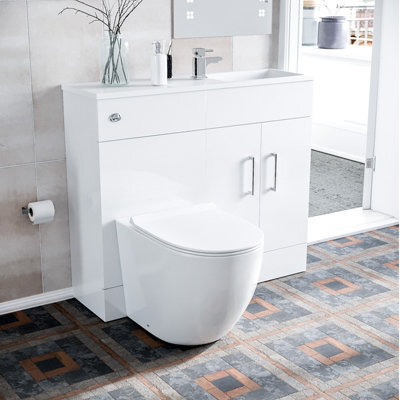 Nes Home James 1000mm Freestanding White Slimline Vanity Basin & Wc Unit & Btw Toilet - image 1