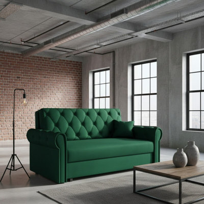 Viva Roma Iii Living Room Sofa Bed Polyurethane Foam Hr Foam Wave Spring Metal Legs Wooden Frame 168X85X98Cm Green - image 1