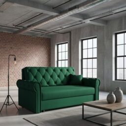 Viva Roma Iii Living Room Sofa Bed Polyurethane Foam Hr Foam Wave Spring Metal Legs Wooden Frame 168X85X98Cm Green