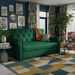 Viva Roma Iii Living Room Sofa Bed Polyurethane Foam Hr Foam Wave Spring Metal Legs Wooden Frame 168X85X98Cm Green - thumbnail 2