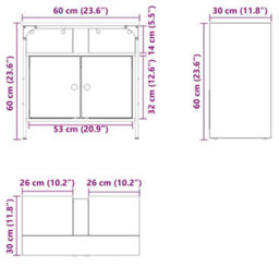Vidaxl Bathroom Sink Cabinet Artisan Oak 60X30X60 Cm Engineered Wood - thumbnail 3