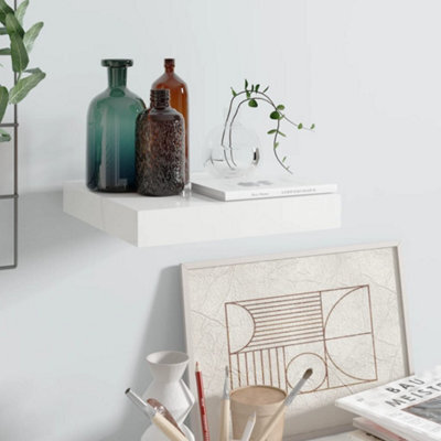 Berkfield Floating Wall Shelf High Gloss White 23X23.5X3.8 Cm Mdf - image 1
