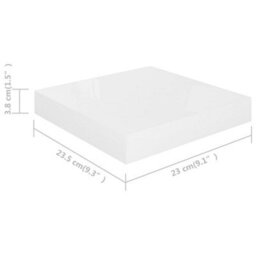 Berkfield Floating Wall Shelf High Gloss White 23X23.5X3.8 Cm Mdf - thumbnail 7