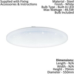 Elegant Wall Flush Ceiling Light With Crystal Effect - 49.5W Led Bulb, White Shade - thumbnail 2