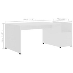 Walplus Coffee Table White 90X45X35 Cm Engineered Wood - thumbnail 6