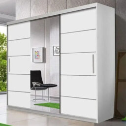 Astra 23 Sliding Door Wardrobe Modern Bedroom Storage With Hanging Rails And Shelves Durable Laminated Board White