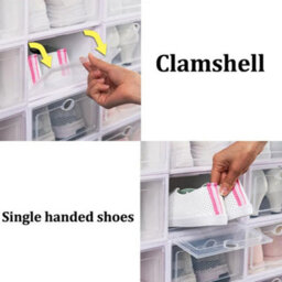 12X White Plastic Shoe Storage Boxes Drawer Stackable Foldable Durable Organiser - thumbnail 3