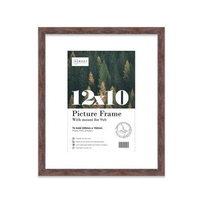 "12X10"" Walnut Frame With Mount For 9X6"" Pictures 20mm Thin Edge Portrait And Landscape Display With Wall Hooks And Kickstand" - image 1