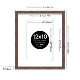 "12X10"" Walnut Frame With Mount For 9X6"" Pictures 20mm Thin Edge Portrait And Landscape Display With Wall Hooks And Kickstand" - thumbnail 2