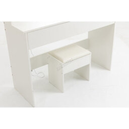 Westwood White Wood Vanity Makeup Dressing Table Set W/stool Ample Storage Mirror Led - thumbnail 9