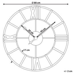 Wyld And Coco 80Cm Iron Wall Clock Black And Gold, Open-Face Roman Numerals, Modern Matt Finish - thumbnail 4