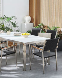 Beliani Set Of 6 Garden Chairs Grosseto Pe Rattan Black - thumbnail 2