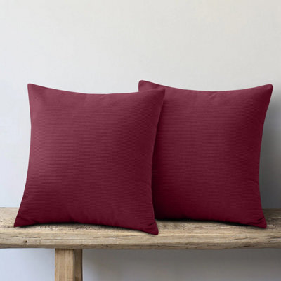 Ameha Stripe Velvet Burgundy Cushion Cover 18X18 Inch Set Of 2, Soft Breathable Hypoallergenic Zip Closure - image 1