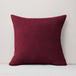 Ameha Stripe Velvet Burgundy Cushion Cover 18X18 Inch Set Of 2, Soft Breathable Hypoallergenic Zip Closure - thumbnail 2