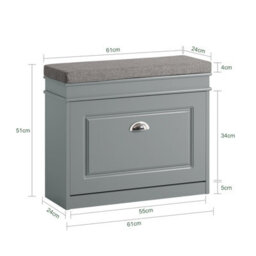 Sobuy Narrow Shoe Storage Bench With Flip Drawer,fsr82-K-Hg - thumbnail 3