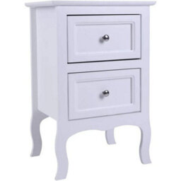 Set Of 2 White Wooden Nightstands 2 Drawers Storage - thumbnail 5