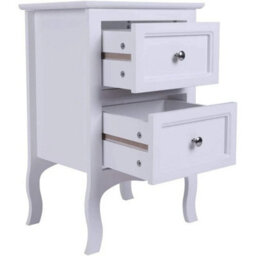 Set Of 2 White Wooden Nightstands 2 Drawers Storage - thumbnail 4