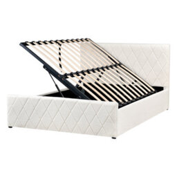 Beliani Ottoman Bed Boucle Rochefort 140 X 200 Cm (Eu Double) Off-White - thumbnail 4