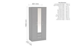 Grey Wooden 4 Piece Furniture Set Wardrobe Chest Of Drawers Bedsides Birlea Lynx - thumbnail 9
