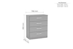 Grey Wooden 4 Piece Furniture Set Wardrobe Chest Of Drawers Bedsides Birlea Lynx - thumbnail 8