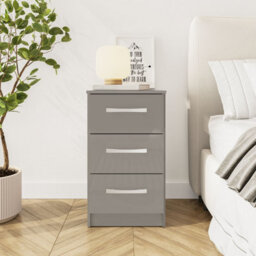 Grey Wooden 4 Piece Furniture Set Wardrobe Chest Of Drawers Bedsides Birlea Lynx - thumbnail 3