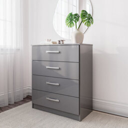 Grey Wooden 4 Piece Furniture Set Wardrobe Chest Of Drawers Bedsides Birlea Lynx - thumbnail 4