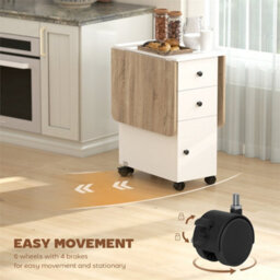 Oak And White Folding Dining Table With Drop Leaf For 4-6 Rolling Kitchen Table - thumbnail 6