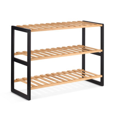 EHC Woodluv 3 Tier Natural Bamboo Shoe Rack Stand Shelf Shelving Hallway, Bedroom, Bathroom, Living Room Organizer, 70X26X55(H) Cm - image 1