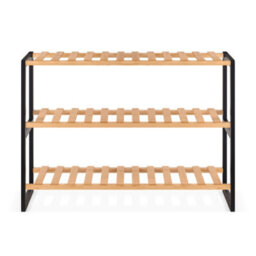EHC Woodluv 3 Tier Natural Bamboo Shoe Rack Stand Shelf Shelving Hallway, Bedroom, Bathroom, Living Room Organizer, 70X26X55(H) Cm - thumbnail 2