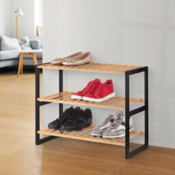 EHC Woodluv 3 Tier Natural Bamboo Shoe Rack Stand Shelf Shelving Hallway, Bedroom, Bathroom, Living Room Organizer, 70X26X55(H) Cm - thumbnail 3