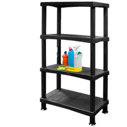 HEATON WHOLESALE 2 X Extra Large Black Plastic 4 Tier Compact Home Garage Storage Shelving Unit - thumbnail 3
